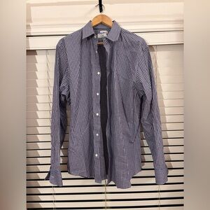 Mens Blue/White Plaid Button Down Shirt